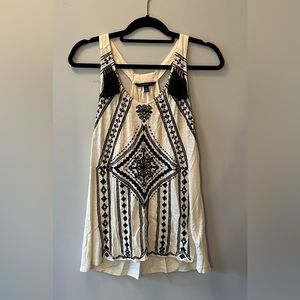 Embroidered white and black Banana Republic halter top